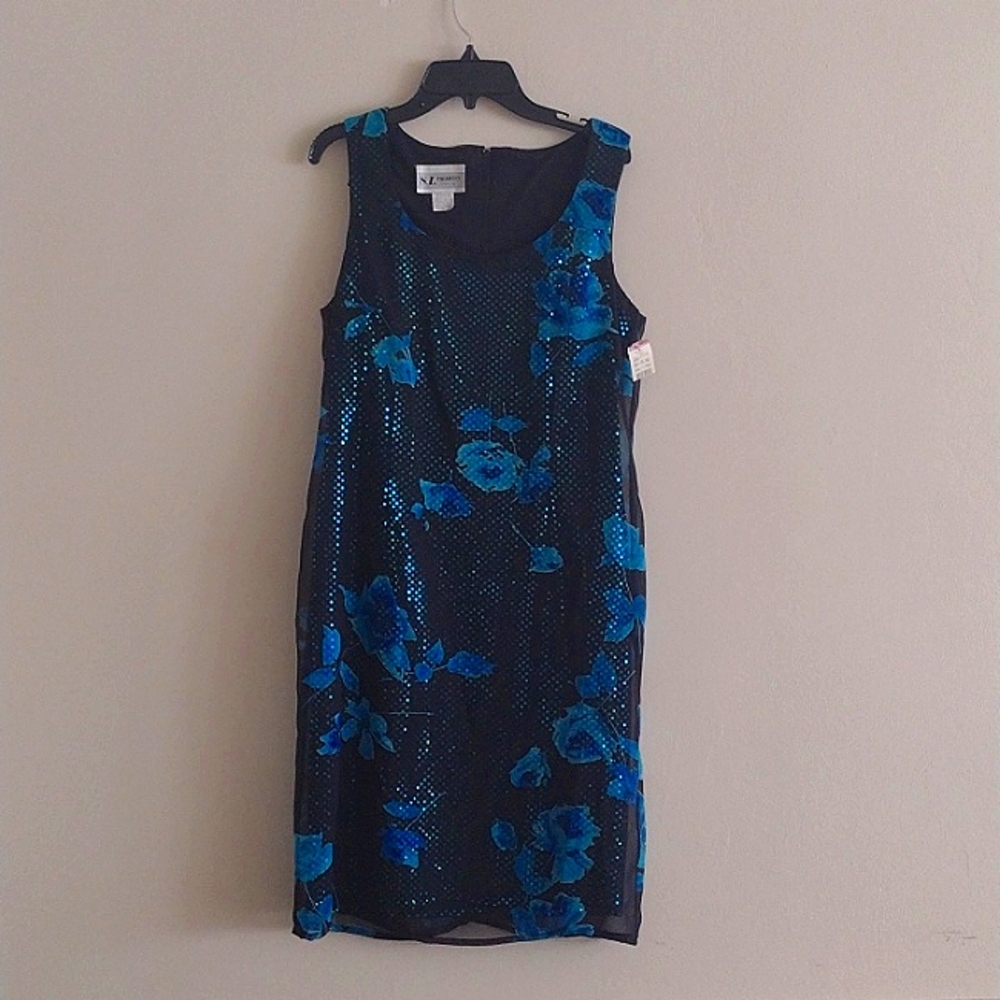 SL Fashions Blue Floral Dress